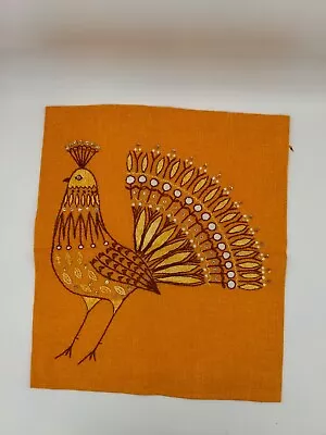 Vintage 60's-70's Peacock Wall Art Pillow Art Hand Made Hippie Mod Home Decor  • $19.99