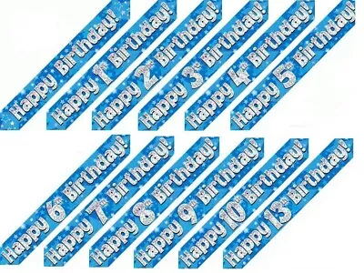 2.7m 9ft Holographic Sparkly Blue Silver Foil Banner Birthday Party  Decoration • £1.79
