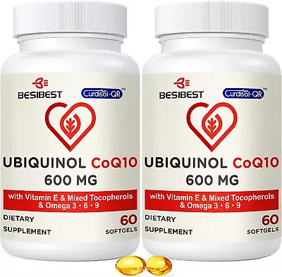 NEWUbiquinol CoQ10-600mg-Softgel Active Coq10 60 Count (Pack Of 2) USA!! • $55.89
