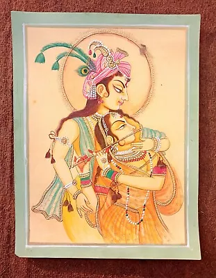 Incredible Radha Krishna Modern-Miniature Religious Divine Of Love Painting • $299.99