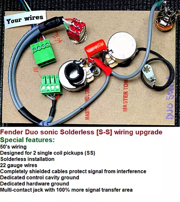 Fender Duo Sonic  Solderless Wiring Upgrade For S-S Models - Shielded Wiring! • $129