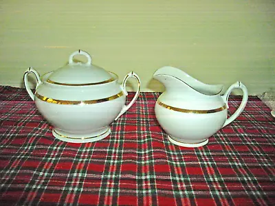 Vintage MZ Austria HABSBURG White Gold Sugar Bowl W/ Lid & Creamer ~ • $9.59