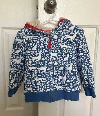 Mini Boden Woodland Shaggy Sherpa Lined Hoodie Jacket Boys Size 2-3 • $21