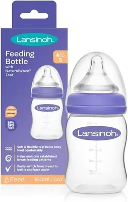 Lansinoh Momma Feeding Bottle NaturalWave 160 Ml Slow Medium Fast Flow Teats 2 • £8.01