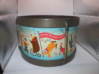 Vintage J. Chein Toy Musical Toy Drum W/Circus Parade Theme 8.5 Inch • $7.99