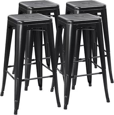 Set Of 4 Metal Counter Barstools 30 Inch Farmhouse Style Stackable Chairs • $103.99