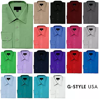 NEW Men's Regular Fit Long Sleeve Solid Color Dress Shirts - 19 Colors • $22.95