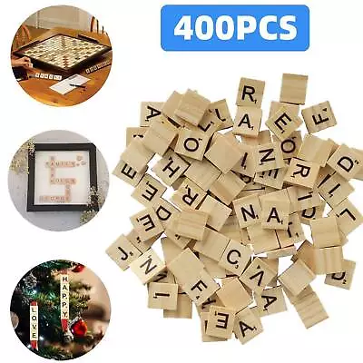 $10.98 • Buy 400 PCS Wood Scrabble Tiles Replacement Wooden Alphabet Pick Letters Game Crafts