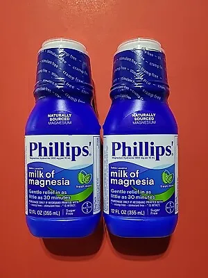 Phillips Milk Of Magnesia Laxative X2 Fresh Mint 12oz Constipation FS EXP 07/26 • $19.95