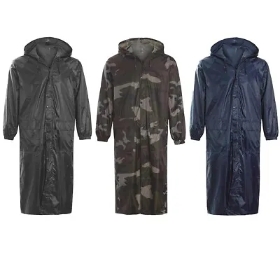 £13.95 • Buy Adults Long Camouflage & Plain Waterproof Rain Coat Cagoule Trench Mac
