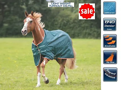 £39.95 • Buy LIGHTWEIGHT TURNOUT HORSE RUG Shires Typhoon Waterproof Breathable 0g Fill 840d