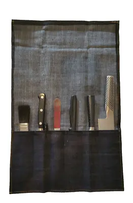 Handmade CHEF KNIVES WRAP BAG  6 Slots - WASHABLE LIGHTWEIGHT DURABLE • $26.50