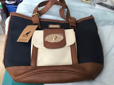 Ladies Brown Navy And Cream Handbag Kangol New With Tag • £25