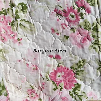 LAURA ASHLEY FLORAL TOILE 3pc Full/Queen QUILT ~ Shabby Chic Farmhouse Roses • £125.46