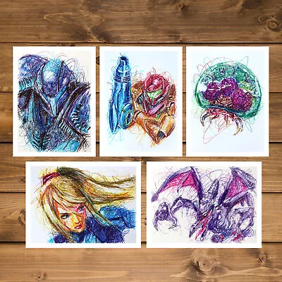 Metroid Ballpoint Pen Print Set Samus Art Poster • $34.99