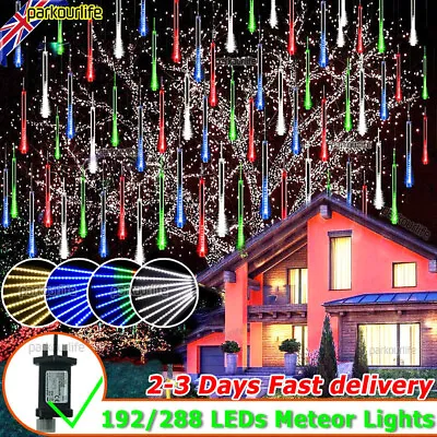 LED Meteor Shower Light Icicle Rain String Lights Christmas Outdoor Garden 3Set • £4.59