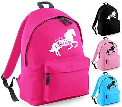 Childrens School Backpack Horse Riding Rucksack Born To Ride Girls Boys Bag • £9.99