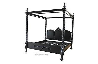 UK STOCK 6' Super King Size Gothic Black Lion King Four Poster Mahogany Bed    • $2466.30