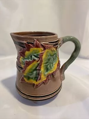 VTG Majolica Caldas Portugal Brown/Green/Yellow Pitcher Creamer 4.5” • $9.95