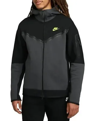 Nike Sportswear Tech Fleece Hoodie Men’s Size M Black Anthracite Volt DV0537-011 • £89.99