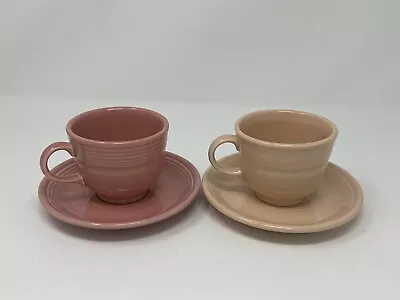 Homer Laughlin Fiestaware Rose And Apricot Tea Cup & Saucer Discontinued VTG • $19.99