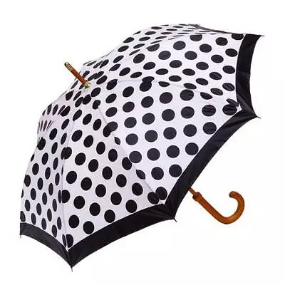 Clifton Wood Long Black White Series Polka Dots Umbrella • $48.95