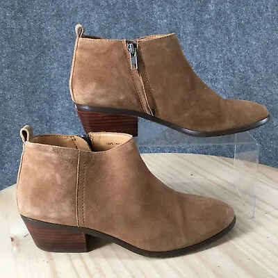 J Crew Boots Womens 8.5 Sawyer Ankle Booties C9868 Brown Suede Zip Low Heels • $20.89