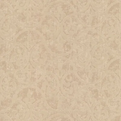 Fine Decor - Decorline Beige Cream Large Mica Damask Textured Feature Wallpaper • £1.99