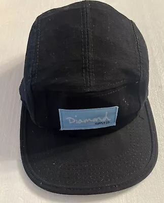 Diamond Supply Black 5 Panel Strapback Hat Adjustable Padded Cap • $25