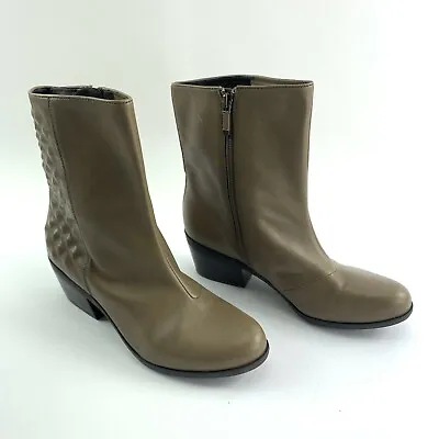 $168 B Makowsky Womens Tan Leather Hark Heeled Zip Ankle Boots Booties 8 M • $35