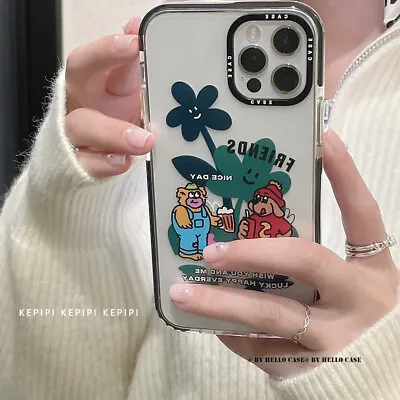 $11.56 • Buy Cute Cartoon Black Frame  Case Cover For IPhone 11 12 Pro Max Xs XR Plus SE 7 