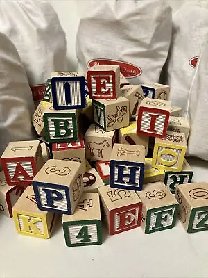 Melissa & Doug 1” ABC/123 Wooden Blocks Set Of 50 W Bag In New/Gently Used Cond • $11.99