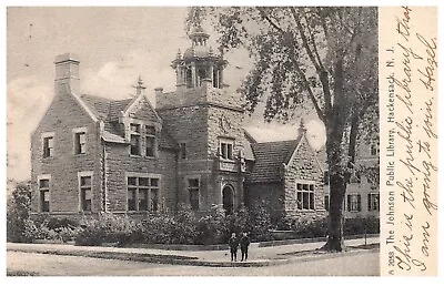 Hackensack New Jersey NJ Johnson Public Library German Postcard Posted 1908 • $9.99