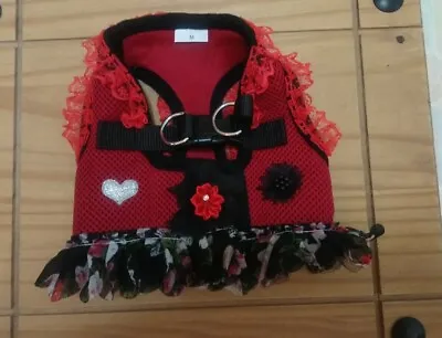 Designer Dogs Harness Size  Medium /chihuahua/ Red Harness DRESS. • £12.99