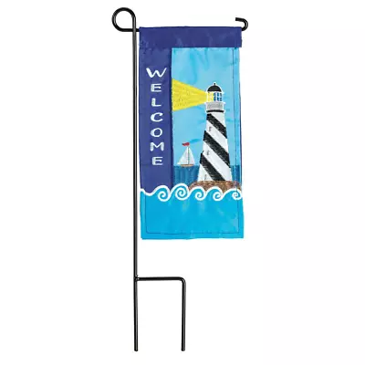 Natucial Lighthouse Welcome Mini Flag With Flag Pole Stake • $28.02