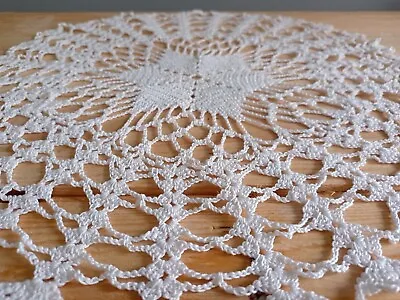 Vintage Round Plant Coaster Doilie Table Cloth White Cotton Crocheted • £3.60