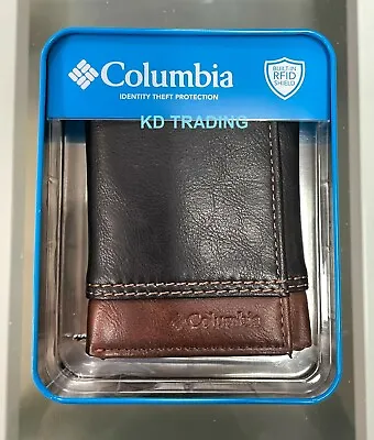 COLUMBIA 110009 Men Genuine Coated Leather TRI-FOLD Wallet RFID Protection ~ NEW • $29.95