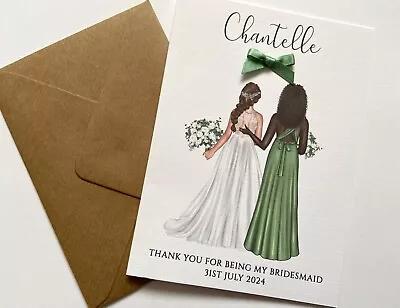 Personalised Bridesmaid Card /Maid Of Honour Card A5 Card With Envelope - Choice • £4.50