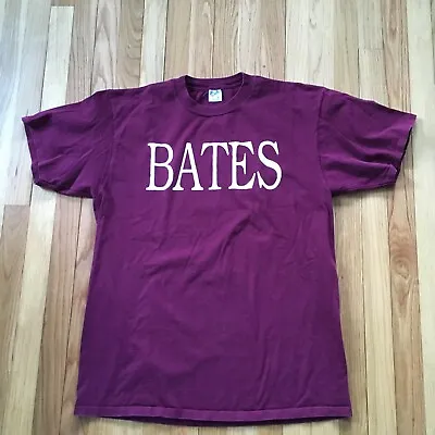 VTG 90s BATES College T-Shirt XL USA Velva Sheen Faded Distressed Red • $28.99