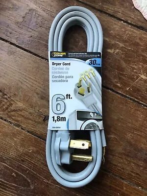 Power Zone 4560504 Gray Dryer Cord 6 Ft 10/3 SRDT 30 Amp 3 Prong Wire Ne   #4 • $15