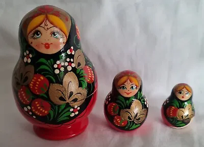 Vintage Of  3  Russian Matryoshka  Hand Painted Dolls • £12.50