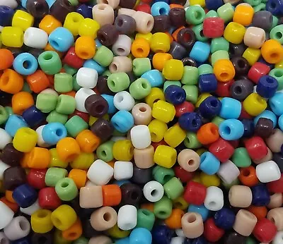500 Pcs VTG 5mm Assorted Colors Glass Tube Bulk Loose Craft Beads Made In India • $11.99
