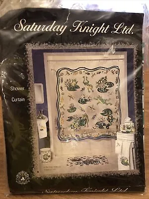 Vintage NEW NOS RARE Saturday Knight Ltd. Frog Pond Vinyl Shower Curtain Frogs • $9.75