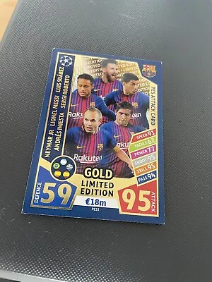 Match Attax UEFA Champions League 2017/18 PES Attack Card Gold Limited PES1 • £4.50