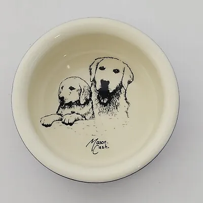 Vintage Mason Cash Ceramic Blue/White Puppy Dog Feeding Bowl 5  Made England • $43.57