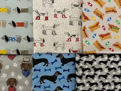 Dachshund Wiener Dog Hot Dog Weiner Cowboy Red Boots Cotton Fabric Bthy • $4.95