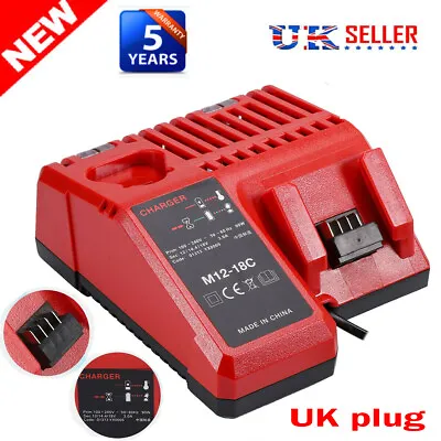 For Milwaukee M12 M18 48-11-1850 Li-ion Battery 12-18V Rapid Charger M12-18C • £16.59