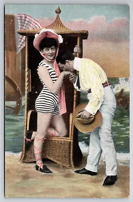 Vintage Antique C1910 Striped Bathing Suit Postcard P094 • $6.99