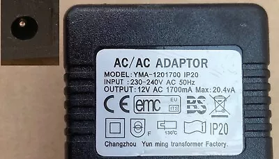 YMA-1201700 12V AC-AC 1700mA Transformer AC/AC Power Supply Mains Adapter • £16