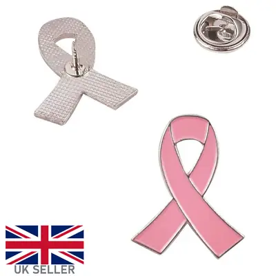 Breast Cancer Awareness Pin Brooch Metal Pink Ribbon Badge Support Lapel Logo • £2.99